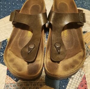 Birkenstock Dark Brown Leather Sandals Gizeh Sz 10 -10.5